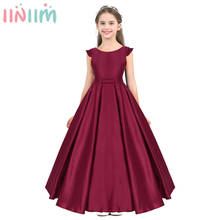 Iiniim-Vestidos para adolescentes y niñas, ropa con volantes, espalda oculta en forma de V, flores, para fiesta de boda, princesa 2024 - compra barato