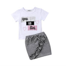 2020 Fashion Summer Kid Baby Girls Cotton Tops T-shirt Short Skirts Dress Outfit Clothes Set 1-5Years 2024 - buy cheap