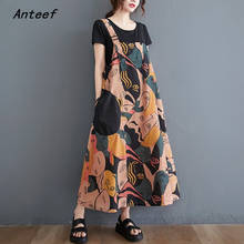 Vestidos florales vintage de algodón sin mangas con tirantes para mujer, vestido largo holgado informal, ropa elegante para verano, 2021 2024 - compra barato