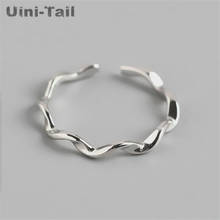 Uini-Tai Hot Selling New 925 Tibetan silver Simple Sweet Wave Glossy Open Ring Personality Creative Small Wave High Quality 2024 - buy cheap