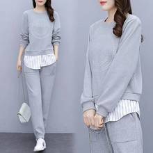 Two-piece Cotton Sweatshirt Suit Female 2021 Spring New Large Size Fat Mm Cover Meat Thin Loose Fashion Two-piece Suit 2024 - buy cheap