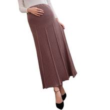 Женская трикотажная юбка для беременных, эластичная юбка для талии, живота и беременных, свободная плиссированная юбка для осени 2024 - купить недорого