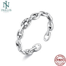 Inalis 925 prata esterlina abertura geométrica anel de corrente para as mulheres zircônia cúbica feminino anéis de dedo de casamento jóias 2024 - compre barato