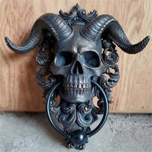 Goat of Mendes Horned God Skull Hanging Door Knocker Wall Sculpture Resin Ornament Statue Figurine Halloween Decor 2024 - buy cheap