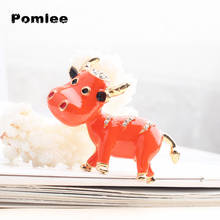 Pomlee New Arrival Cute Small Cow Brooches For Women Enamel Bull Cattle Pin Animal Design Jewelry 3 Colors Available 2024 - buy cheap