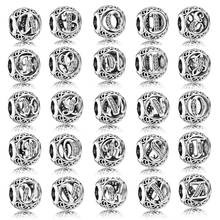 BaoFu NEW 100% 925 Sterling Silver Charms Alphabet Open 26 Letters Bracelet Bangle Beads DIY Jewelry Gifts 2024 - buy cheap