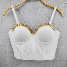 Women Sexy Designer White Red Chain Punk Style Cotton Camisole Tops Summer 2021 High Street Fashion Short Camis Crop Tops 2024 - buy cheap