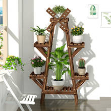 Soporte de madera Vintage para plantas, estante de escalera para macetas, macetas de Interior para jardín, decoración para el hogar 2024 - compra barato