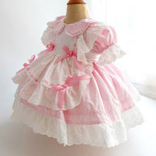 Vestido de princesa espanhol para meninas, vestidos com laço para festa de aniversário, natal, roupas infantis 2024 - compre barato