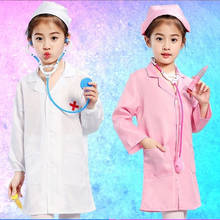 Uniforme quirúrgico para niños, Cosplay de manga larga, juguete para Halloween, Hospital, vestido veterinario cruzado, ropa para fiesta de Carnaval 2024 - compra barato