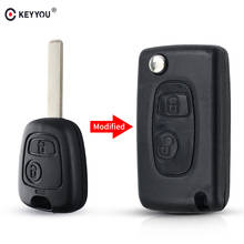 KEYYOU 2 Buttons Remote Key Shell Case Folding Flip Fob For PEUGEOT 107 207 307 407 607 1007 2024 - buy cheap