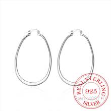 2020 New High Quality 925 Sterling Silver Smooth Flat U Round Circle Hoop Earrings for Women Fine Jewelry 2024 - buy cheap