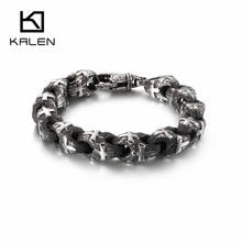 KALEN Punk Cross Charm Bracelet Men 22.5cm 23cm Stainless Steel Matte Bike Chain Armband Male Jewellry Accessories 2020 2024 - buy cheap