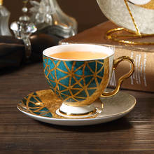 Taza de café de porcelana de hueso de lujo, taza de té de cerámica, platillo, cuchara en juego, taza de espresso creativa, juegos de té de la tarde 2024 - compra barato