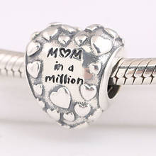S925 Silver  Bead DIY Jewelry Mum in a Million Heart Charms fit Lady Bracelet Bangle 2024 - buy cheap