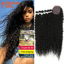 Модные кудрявые вьющиеся волосы IDOL, для чернокожих женщин, мягкие длинные 30 дюймов, золотистые синтетические волосы с эффектом омбре, термостойкие 2024 - купить недорого
