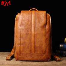 New Genuine Leather Men's Backpack Men Vintage Leather Travel Backpacks Casual Laptop Bag Fashion Retro Men's Bag Schoolbag Male 2024 - buy cheap