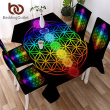 BeddingOutlet-Mantel de mesa de Chakra, tema Zen, negro, impermeable, colorido, flor de la vida, decorativo, de lino para el hogar 2024 - compra barato