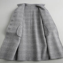 Casaco de lã feminino estilo inglaterra, outono e inverno, slim, lã real, casacos, jaqueta longa feminina, roupa de exterior manteau femme 38042 s 2024 - compre barato