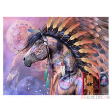 Kexinzu pintura quadrada completa 5d, faça você mesmo, broca redonda, pintura de diamante ", cavalo de guerra, animal", bordado em diamante 3d, decoração para ponto cruz, presente k515 2024 - compre barato