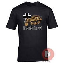 Cettenkrad camiseta de meia pista da segunda guerra mundial, camiseta de braço militar alemão, de algodão, manga curta, gola redonda, camiseta masculina 2024 - compre barato