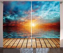 Ocean Curtains Dramatic Sunset Over The Sea Twilight Scenery Beach Skyline Coast Photo Living Room Bedroom Window Drapes 2024 - buy cheap