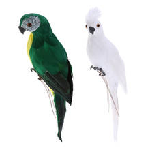 2 Pieces Feathered Macaw Parrot Artificial Foam Bird for Home Garden Tree Bonsai Decoration Crafts, Green & White 2024 - buy cheap