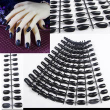 10 Sets/Lot Acrylic Artificial Fake Nails Black Natural French Short Round False Nails Tips Full Size Square French Nails 2024 - buy cheap
