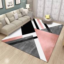 Alfombra nórdica con estampado de mármol para decoración del hogar, alfombrilla antideslizante de terciopelo para sala de estar, dormitorio, mesita de noche, color rosa y negro 2024 - compra barato