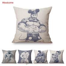 Black White Sketch Sexy Hot Man Guy LGBT Gay Art Home Decorative Sofa Throw Pillow Case  Muscled Hunk Men Tempting Cushion Cover 2024 - buy cheap