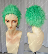 Janpanese Anime ONE PIECE Slicked-back green wig Short Layer Roronoa Zoro Comic Cosplay Hair Wigs + a wig cap 2024 - buy cheap