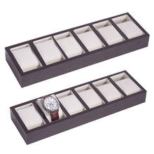 Деревянная коробка для часов с 6 слотами, бархатный съемный лоток, Подарочная коробка для демонстрации ювелирных изделий 2024 - купить недорого