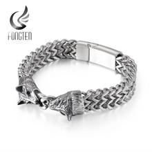 Fongten Biker Men Bracelet Stainless Steel Wolf Head Franco Link Curb Chain Mens Bracelets Jewelry 2024 - buy cheap