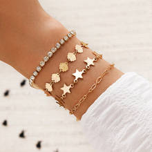 Conjunto de 4 unids/set de pulseras de cadena de concha de estrella de Metal para mujer, pulseras de cristal de moda para mujer, regalos de joyería 2024 - compra barato