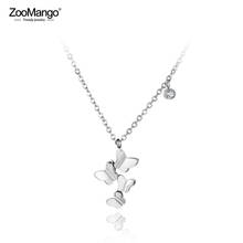 ZooMango Trendy Stainless Steel Butterfly Pendant Necklaces Jewelry CZ Crystal Chain Choker Necklace For Women Girls  ZN19004 2024 - buy cheap