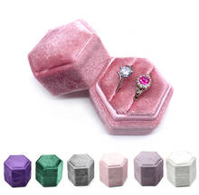 5.5*5.5*4.5CM Hexagon Velvet Ring Box Vintage box for double rings Jewelry Ring Storage Box 2024 - buy cheap