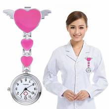 Reloj de enfermera portátil para mujer, de acero inoxidable, bonito Corazón de amor, de cuarzo, con broche, médico 2024 - compra barato