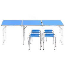 Juegos de mesa y sillas para exteriores, mesa plegable portátil para exteriores, mesa y sillas plegables para acampar, altura ajustable de 1,8 m 2024 - compra barato