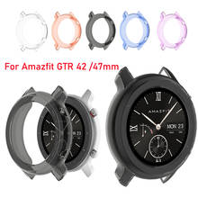 Capa para xiaomi amazfit gtr 47 42mm, capa transparente para relógio em tpu com borda protetora 2024 - compre barato