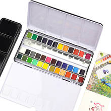 Modsh 24/36 цветов портативный путешествия итальянский твердый пигмент воды цветной набор красок с кисть Акварельная ручка для покраски 2024 - купить недорого