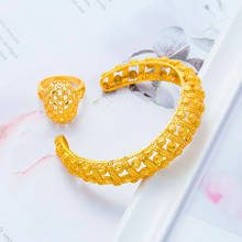 Mildle east dubai pulseiras com anel de ouro para mulheres, conjunto de joias etíopes/francesa/africanas para noivas, presentes 2024 - compre barato