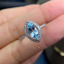 Jewelry 100% Natural Aquamarine Ring for Engagement Aquamarine Silver Ring 925 Silver Aquamarine Jewelry 2024 - buy cheap