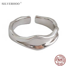 SILVERHOO-Anillo de Plata de Ley 925 auténtica para mujer, sortija para Dedo de estudiante de estilo coreano, joyería Simple y ajustable irregular 2024 - compra barato