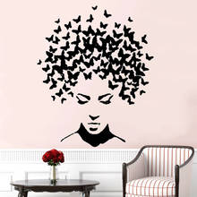 YOYOYU Art Home Decor очень Красота салон девушка с бабочкой волос наклейка на стену Виниловая наклейка для спальни Гостиная украшения WW-526 2024 - купить недорого