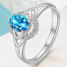 Top Quality Silver Plated Rings Female Wedding Finger Bijou Cute Oval Blue Crystal Ring For Women Engagement Accessories Shining 2024 - buy cheap