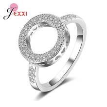 Geometric Circle Shape Dazzling Rhinestone Round Hollow Ring 925 Sterling Silver Fine Statement Jewelry for Lover Wedding Party 2024 - buy cheap