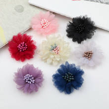 Newest 5pcs/Lot 36cmm Chiffon Fabric Flowers Girls Hair jewelry DIY Garment Ornament Accesories Headwear Button Patch Sticker 2024 - buy cheap