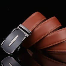 Plyesxale-Cinturón de piel auténtica con hebilla automática para hombre, correa de alta calidad, color marrón, G54 2024 - compra barato