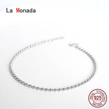 La monada pulseira de prata 15.5 + 3cm, joias femininas, bracelete de contas, minimalista, para mulheres, prata esterlina 925 2024 - compre barato