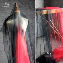 Mesh Tulle Fabric Black Red Gradient DIY Scarf Veil Background Decor Skirt Gown Wedding Dress Lace Designer Fabric 2024 - buy cheap